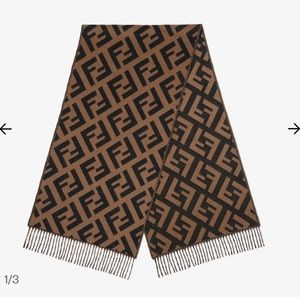 Fendi FF brown cashmere scarf